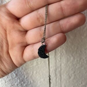 black tourmaline crescent moon necklace